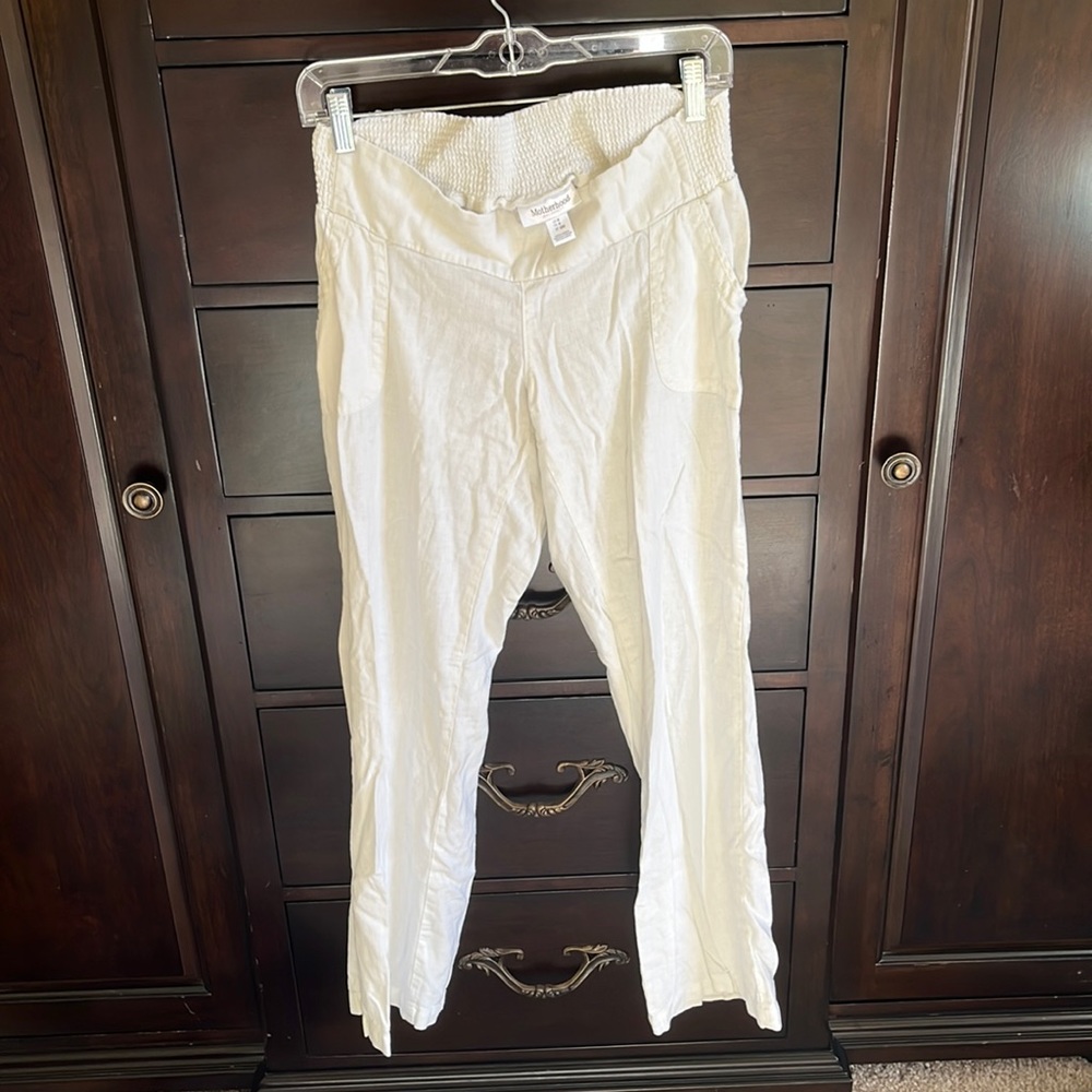 White Maternity Linen Pant